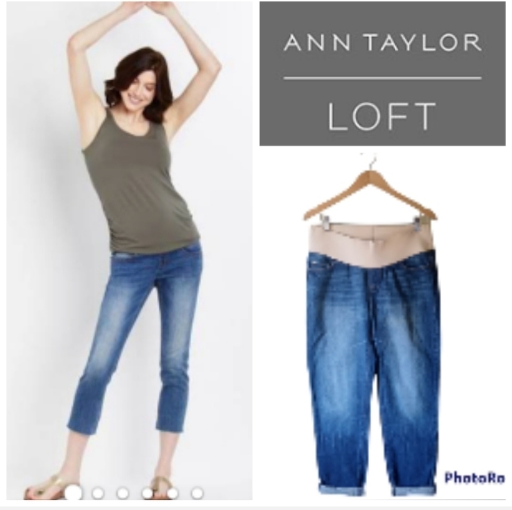 Loft Roll Up Maternity Cropped Jeans. Size 6 M.